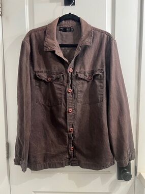 American Apparel Washed Brown Shirt Jacket